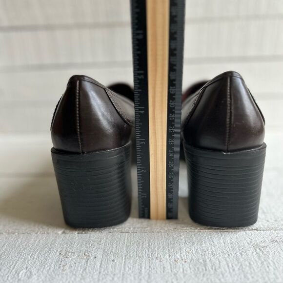 Mudd Kapfer Brown Leather Chunky Heeled Y2K Loafers size 8 - Picture 3 of 10